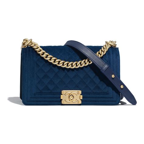 chanel boy navy blue gold